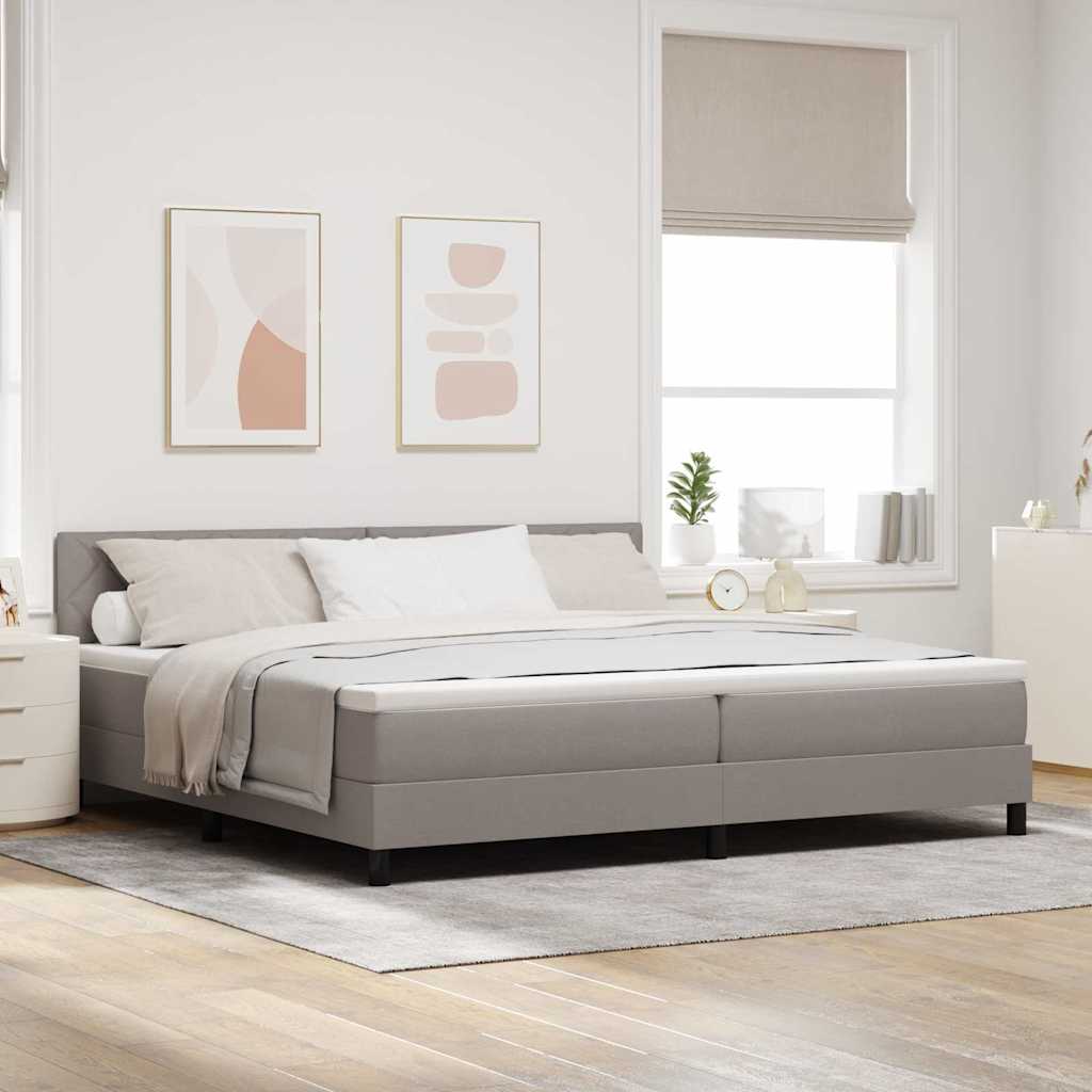 vidaXL Pat boxspring cu saltea Gri taupe 200 x 200 cm țesătură