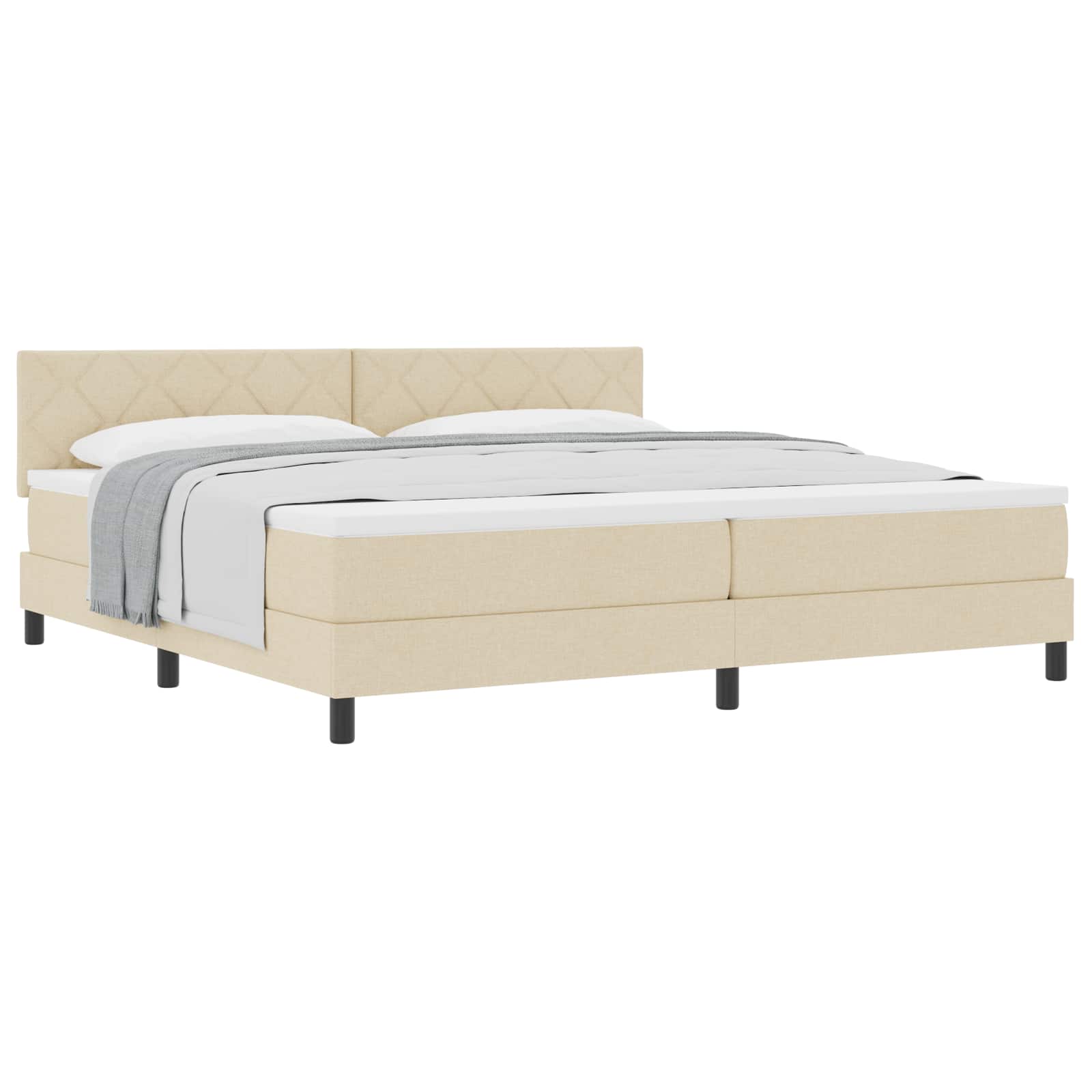 Postel s boxspringem s matrací Krémová 200 x 200 cm textil - obrázek 2