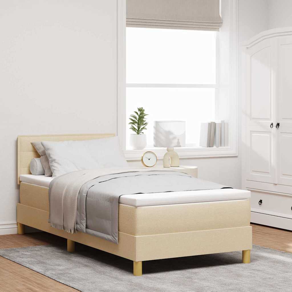 Box Spring voodi madratsiga kreemjas 80x200 cm kangas