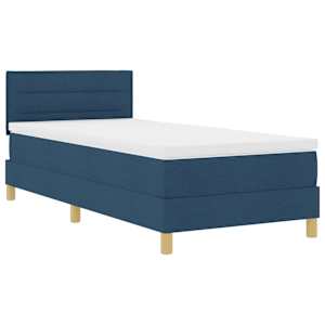 Postel s boxspringem s matrací s čelo Modrá 80 x 200 cm textil - obrázek 4