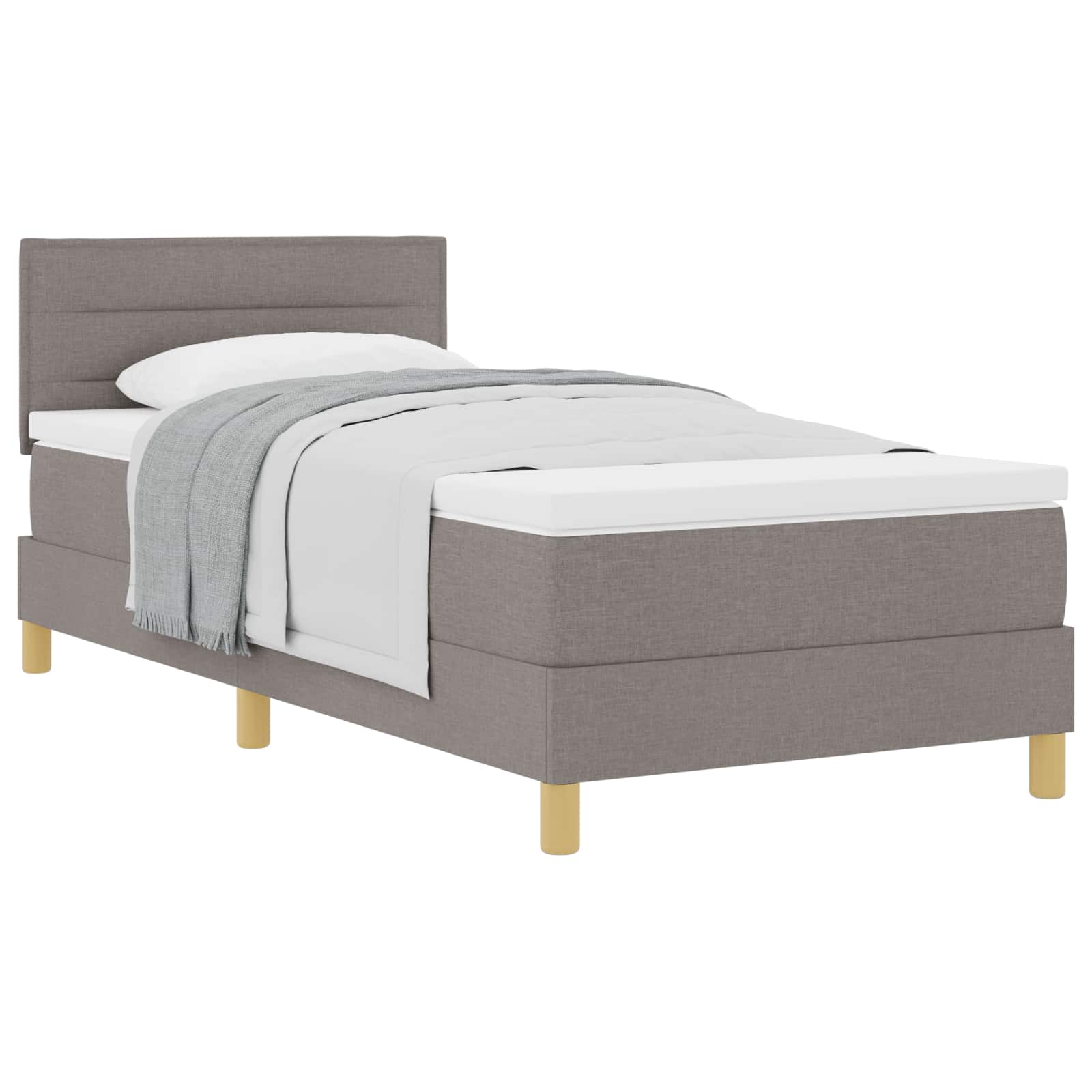 Postel s boxspringem s matrací s čelo Taupe 90 x 200 cm textil - obrázek 2