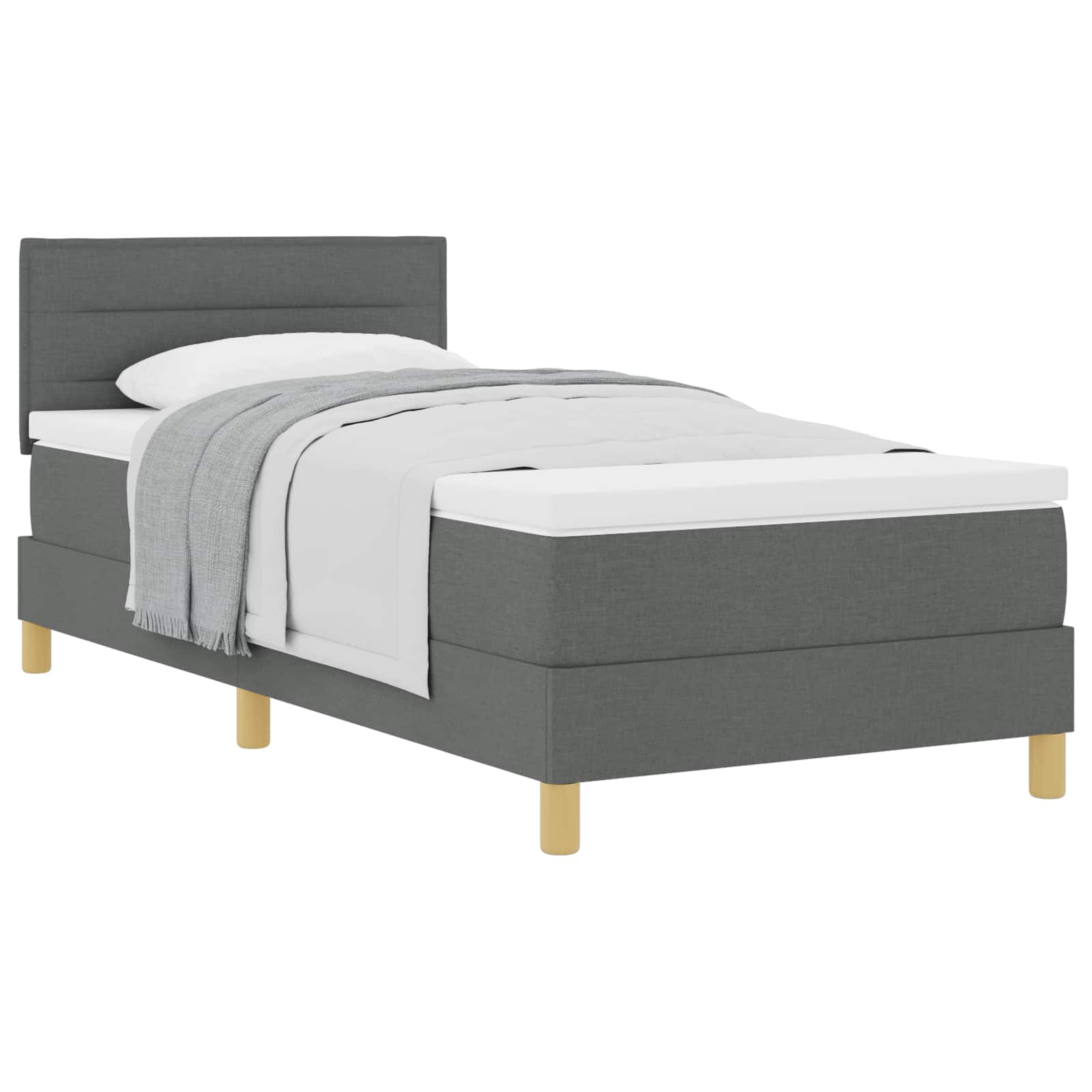 Thumbnail - vidaXL Boxspringbett mit Matratze Dunkelgrau 100 x 200 cm Stoff