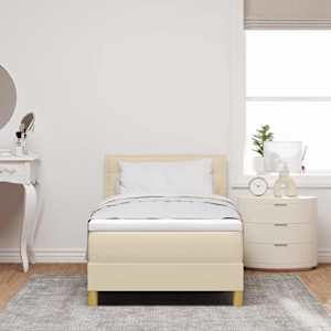 Postel s boxspringem s polštářem Krémová 100 x 200 cm textil - obrázek 3