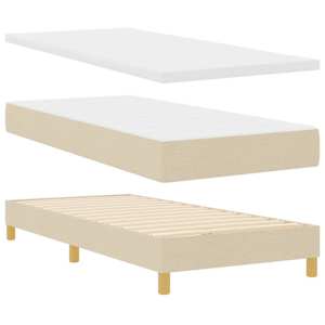 Postel s boxspringem s polštářem Krémová 100 x 200 cm textil - obrázek 5