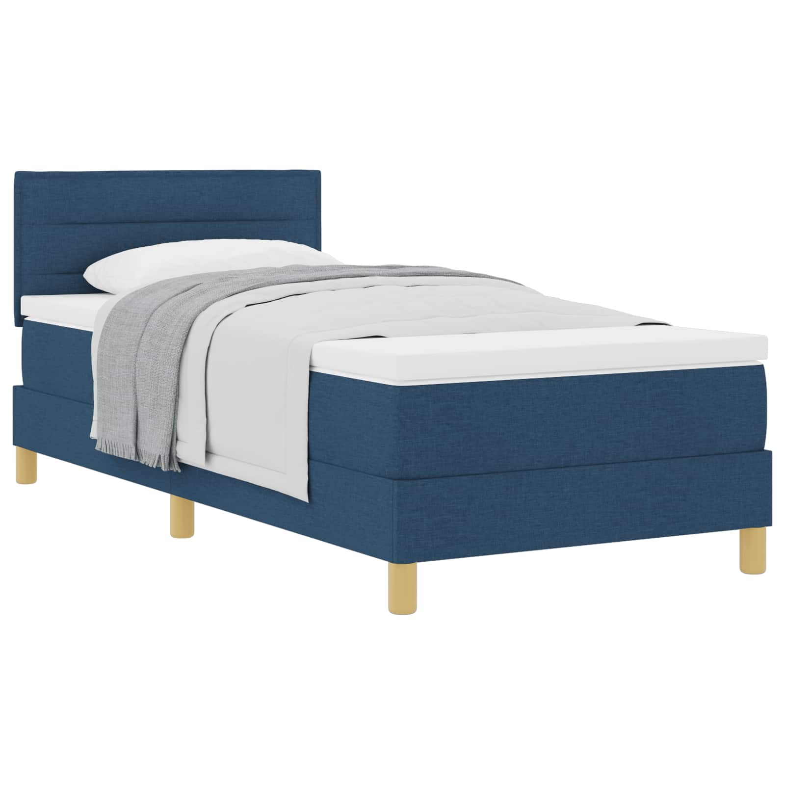 Thumbnail - vidaXL Boxspringbett mit Matratze mit Kopfteil Blau 100 x 200 cm Stoff