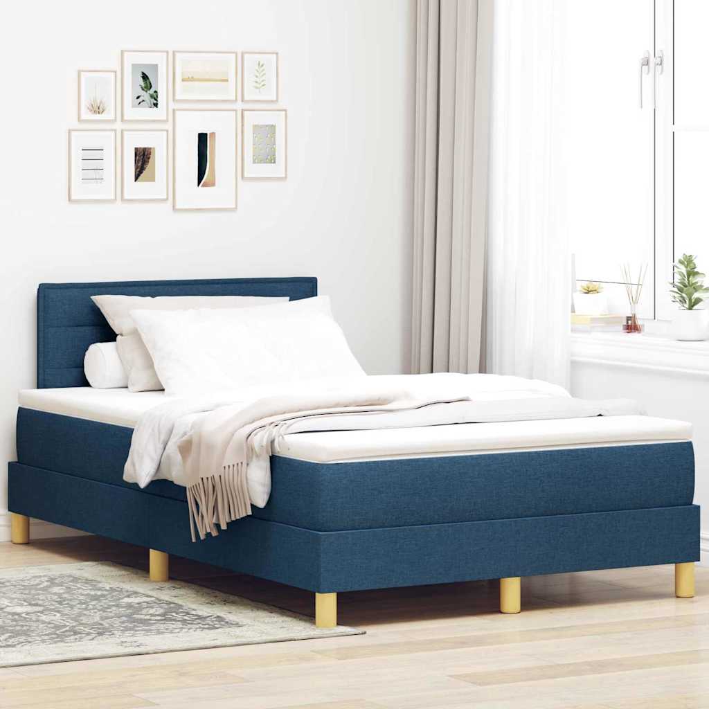 vidaXL Boxspringbett mit Matratze mit Matratze Blau 120 x 190 cm Stoff