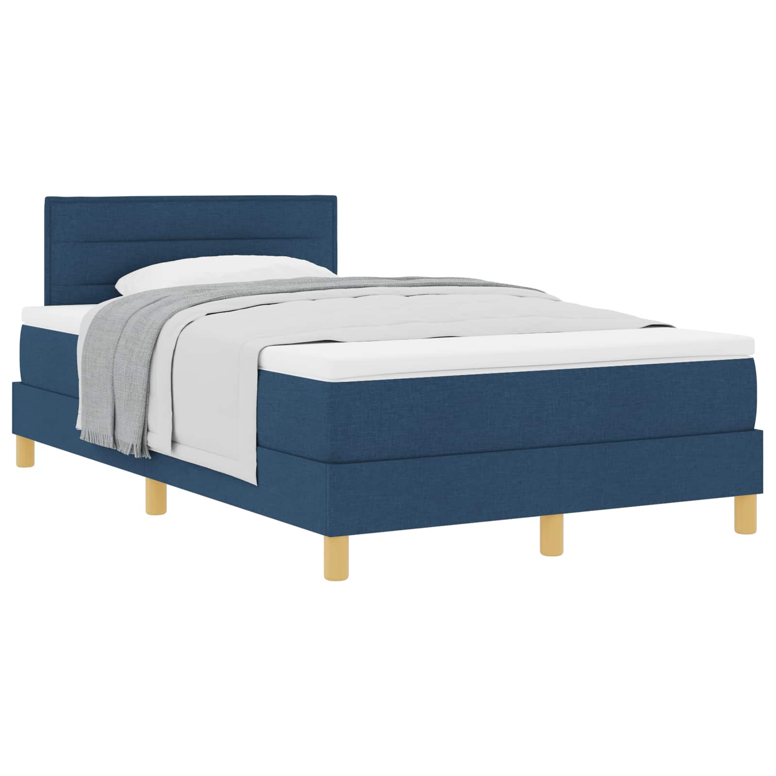 Thumbnail - vidaXL Boxspringbett mit Kissen mit Kopfteil Blau 120 x 190 cm Stoff