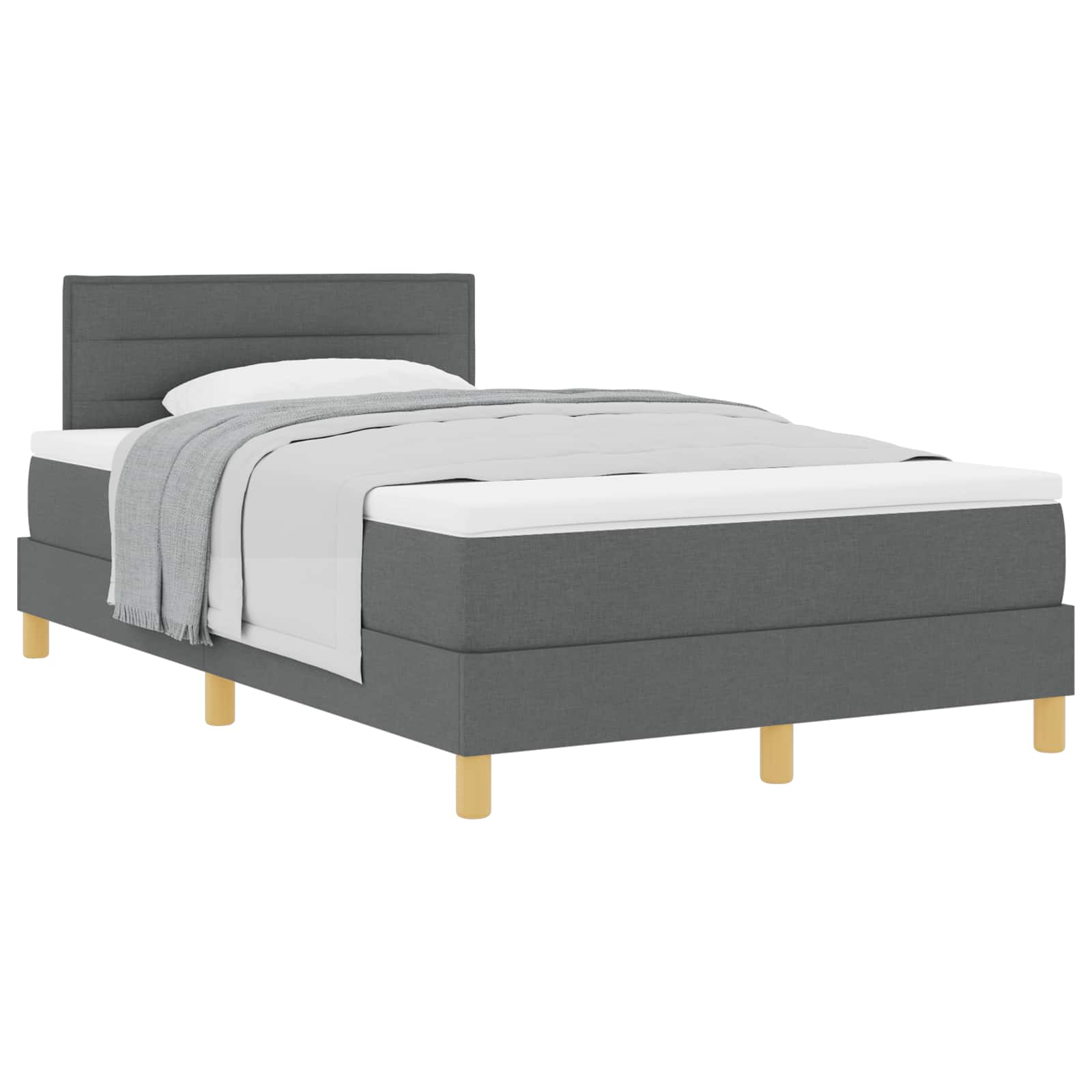 Thumbnail - vidaXL Boxspringbett mit Matratze Dunkelgrau 120 x 200 cm Stoff