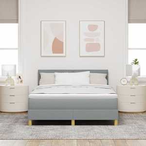 Postel s boxspringem s čelo Světle šedá 140 x 190 cm textil - obrázek 3