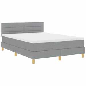Postel s boxspringem s čelo Světle šedá 140 x 190 cm textil - obrázek 4