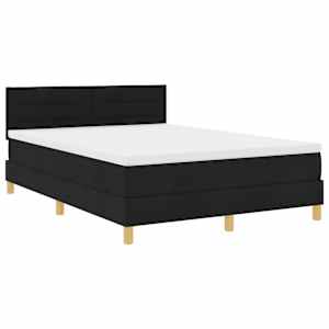 Postel s boxspringem s matrací s čelo Černá 140 x 190 cm textil - obrázek 4
