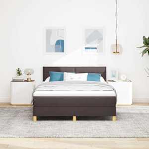Postel s boxspringem s čelo Tmavě hnědá 140 x 190 cm textil - obrázek 3