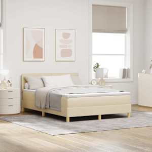 Postel s boxspringem s matrací Krémová 140 x 190 cm textil - obrázek 1