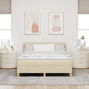 Postel s boxspringem s matrací Krémová 140 x 190 cm textil - obrázek 3
