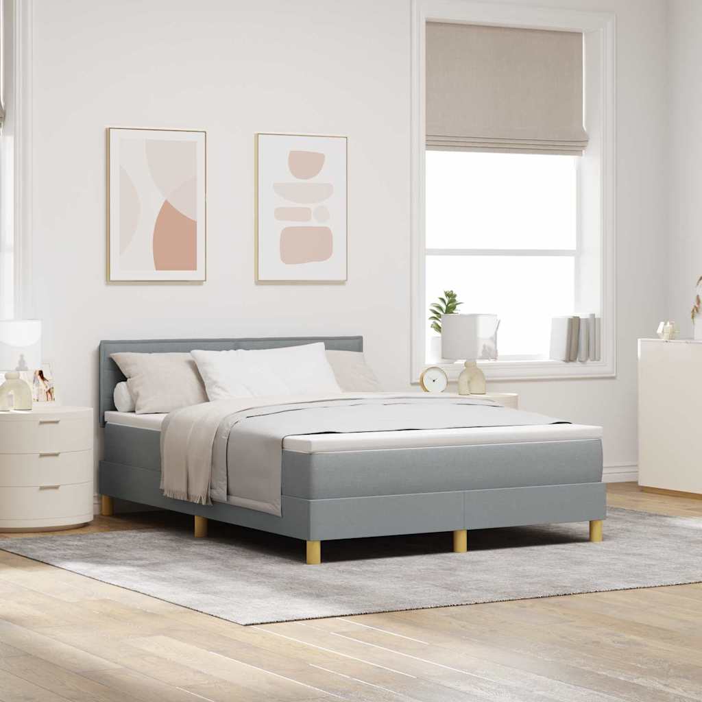 Boxspringbett mit Matratze Hellgrau 140x200 cm Stoff