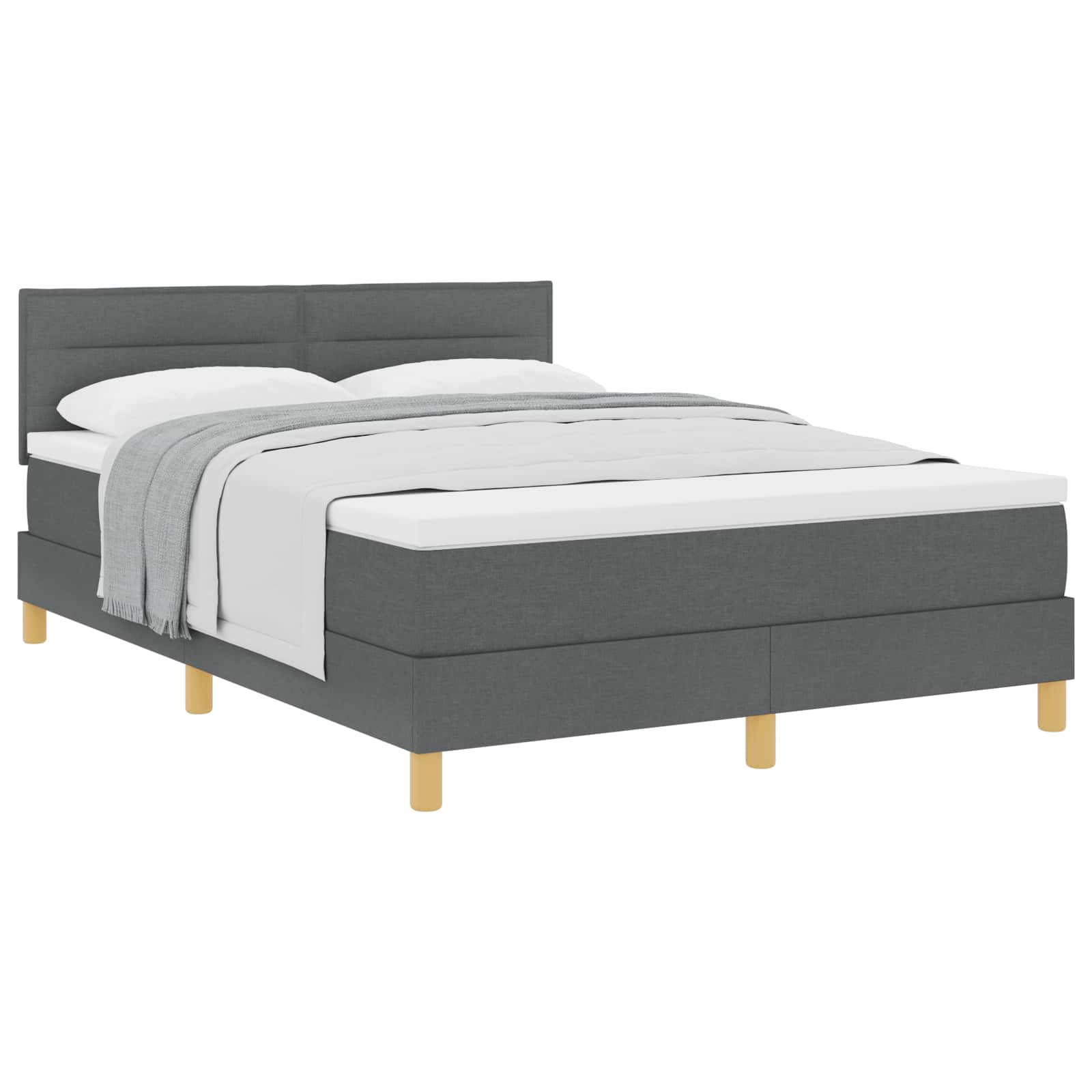 vidaXL Boxspringbed met kussen Donkergrijs 140 x 200 cm Stof grijs, foto 3