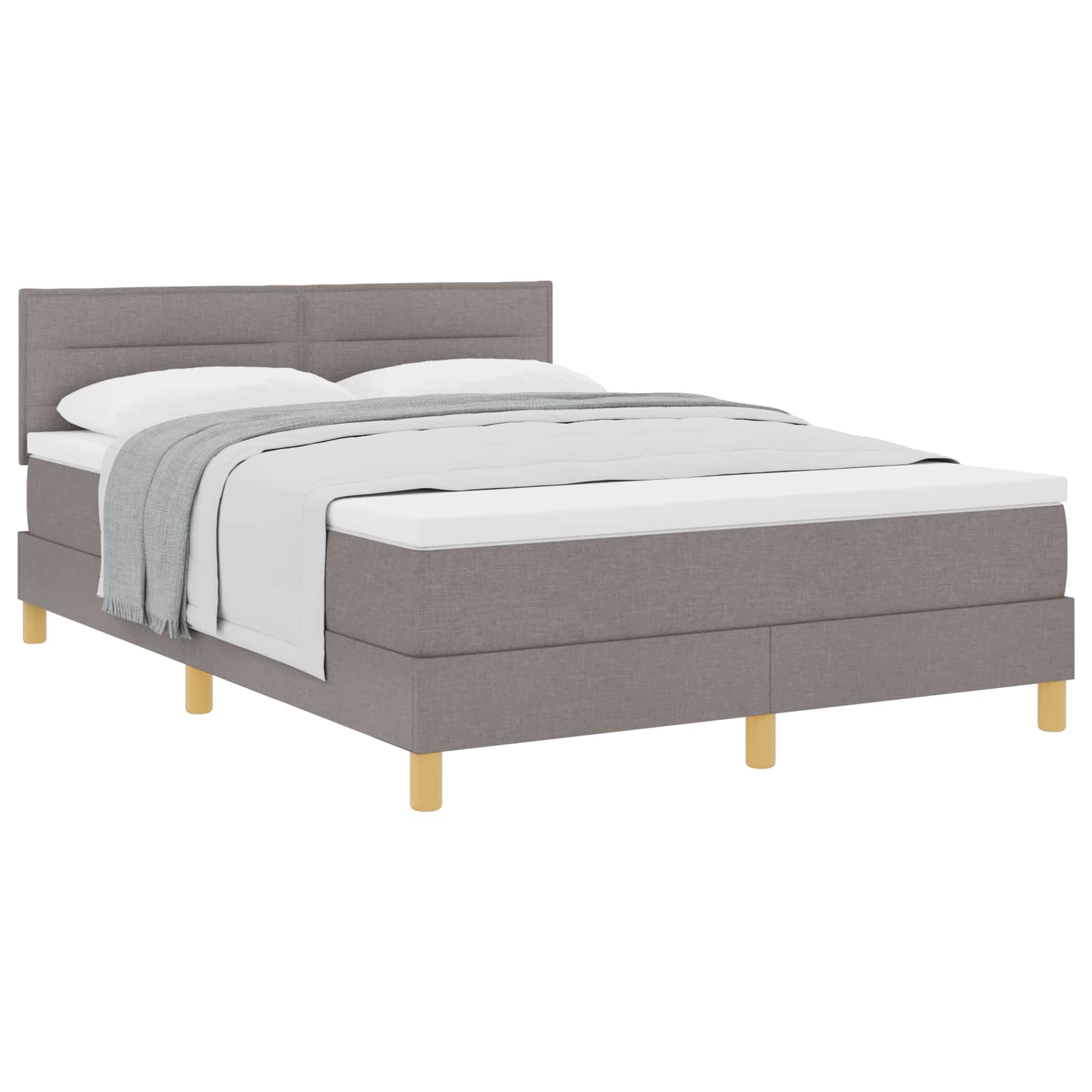 Thumbnail - vidaXL Boxspringbett mit Matratze Taupe 140 x 200 cm Stoff