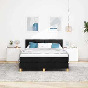 Postel s boxspringem s matrací s čelo Černá 160 x 200 cm textil - obrázek 3