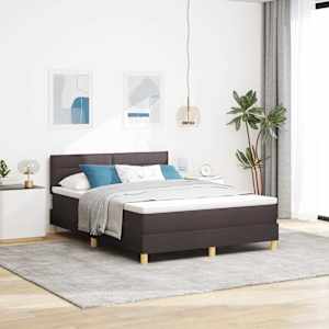 Postel s boxspringem s čelo Tmavě hnědá 160 x 200 cm textil