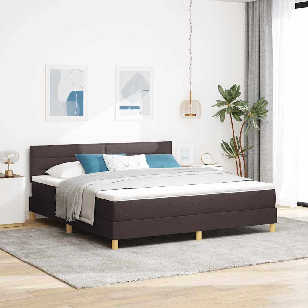 Box Spring voodi madratsiga tumepruun 180x200 cm kangas