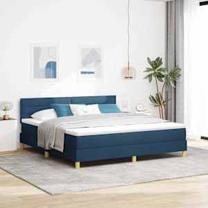 Postel s boxspringem s matrací s čelo Modrá 180 x 200 cm textil - obrázek 1