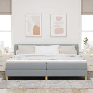 Postel s boxspringem s čelo Světle šedá 200 x 200 cm textil - obrázek 3