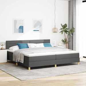 Postel s boxspringem s polštářem Tmavě šedá 200 x 200 cm textil - obrázek 1