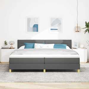 Postel s boxspringem s polštářem Tmavě šedá 200 x 200 cm textil - obrázek 3