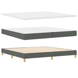 Postel s boxspringem s polštářem Tmavě šedá 200 x 200 cm textil - obrázek 5