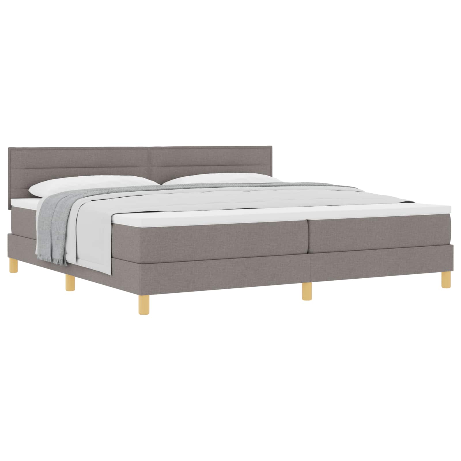 Postel s boxspringem s matrací s čelo Taupe 200 x 200 cm textil - obrázek 2