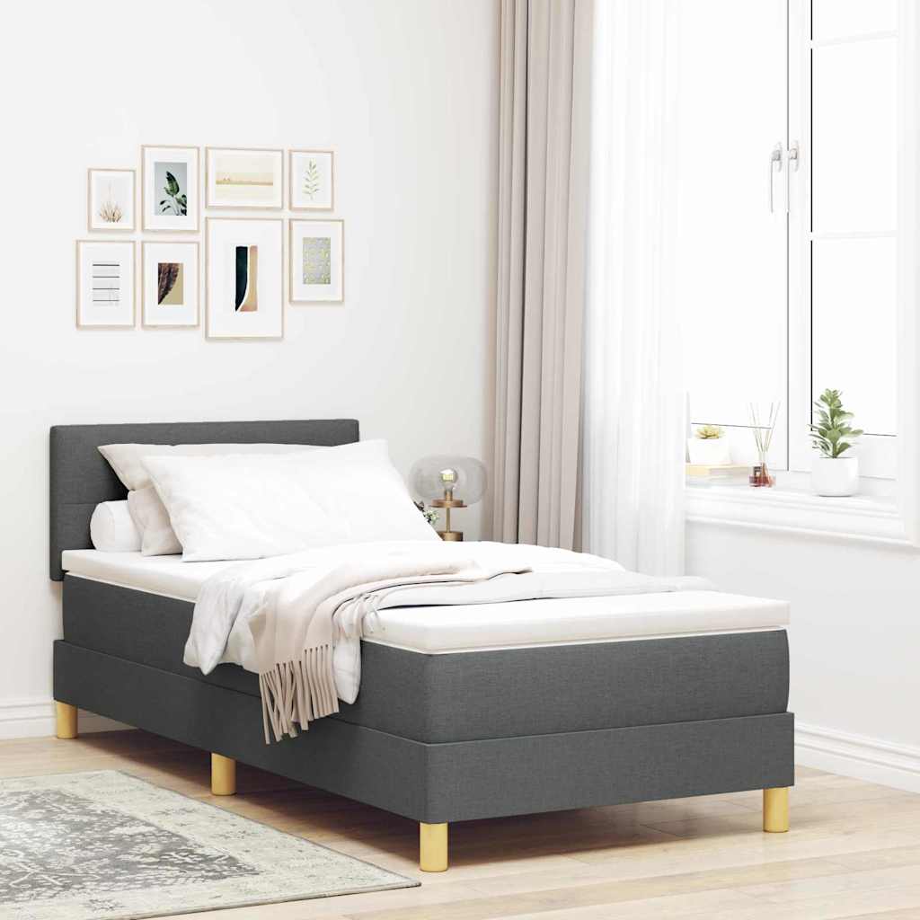 Boxspringbett mit Matratze Dunkelgrau 80x200 cm Stoff