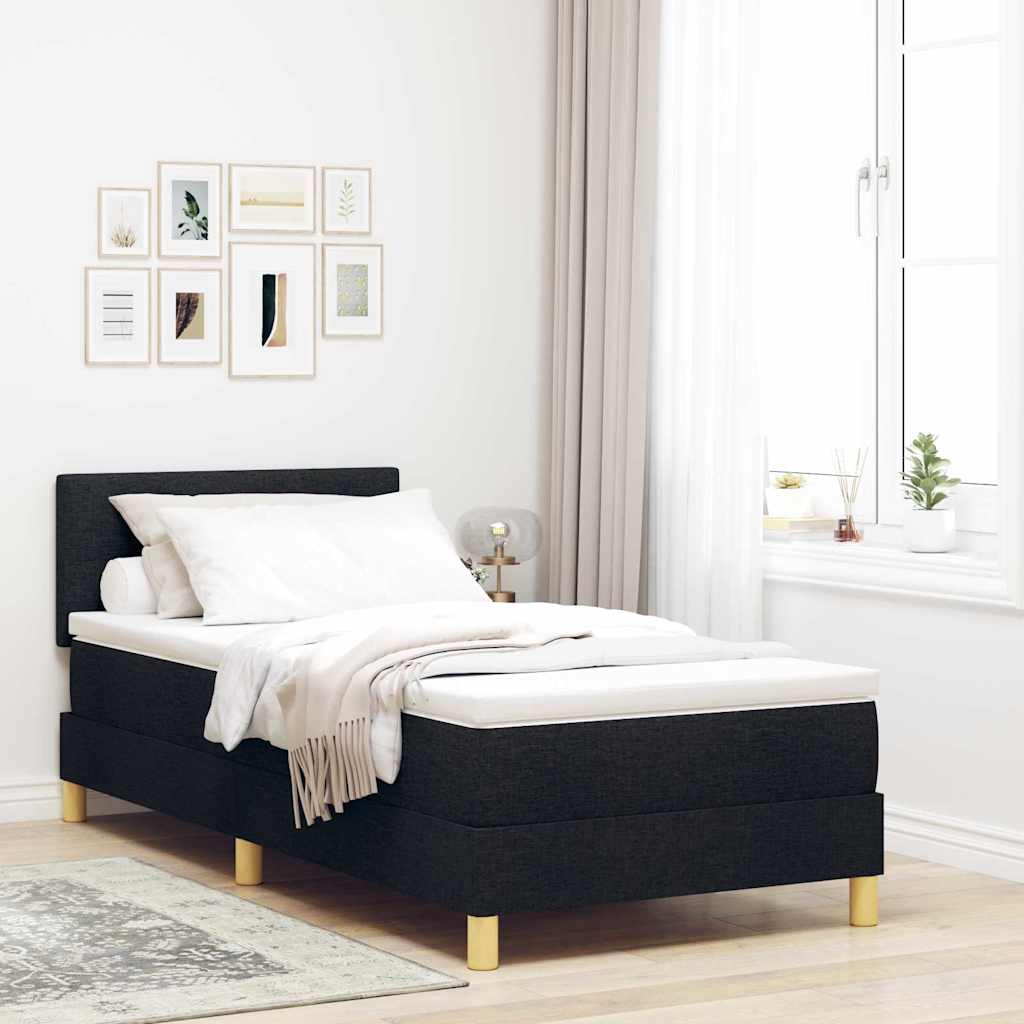 Boxspringbett mit Matratze Schwarz 80x200 cm Stoff