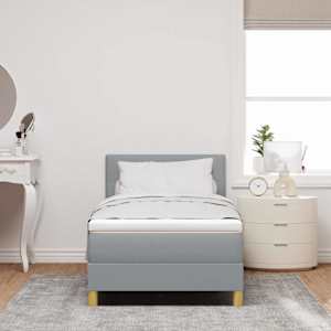 Postel s boxspringem s polštářem Světle šedá 90 x 190 cm textil - obrázek 3
