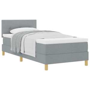 Postel s boxspringem s polštářem Světle šedá 90 x 190 cm textil - obrázek 2