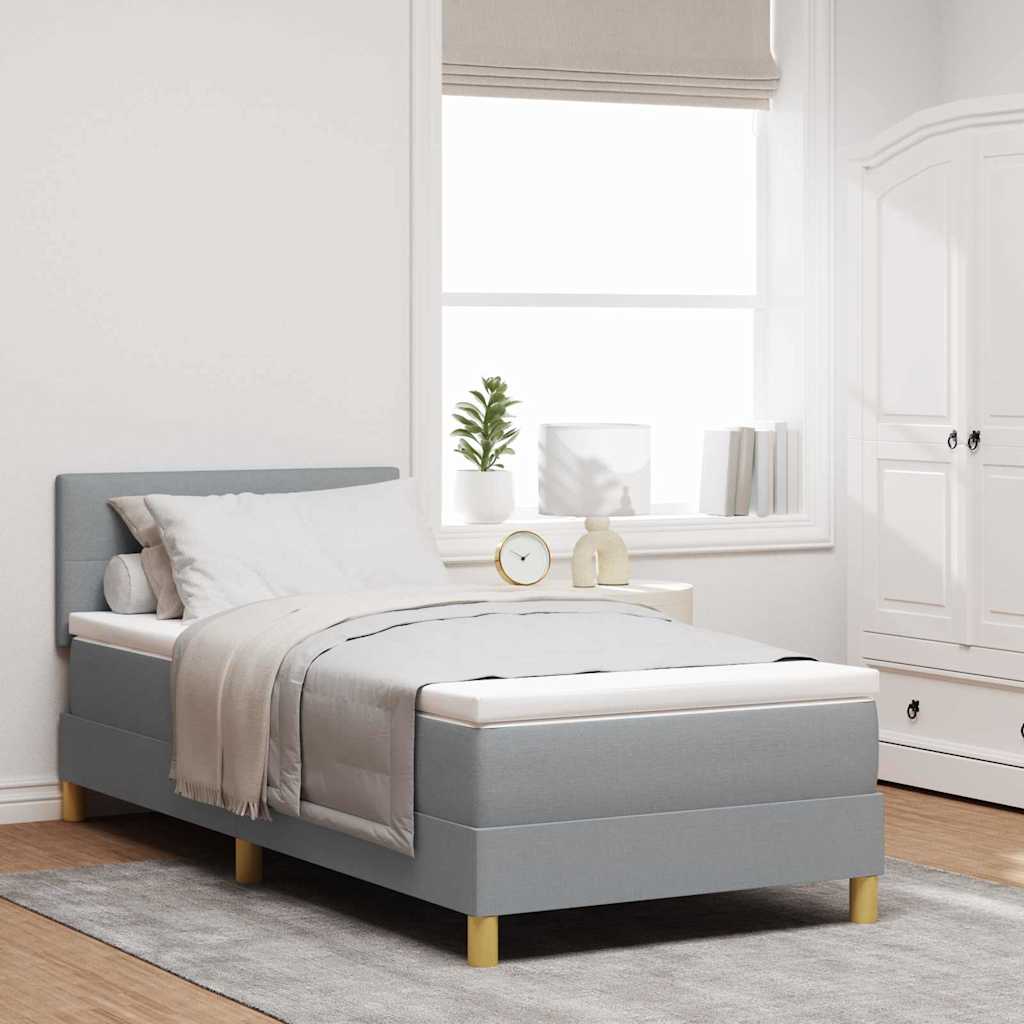 Boxspringbett mit Matratze Hellgrau 90x200 cm Stoff