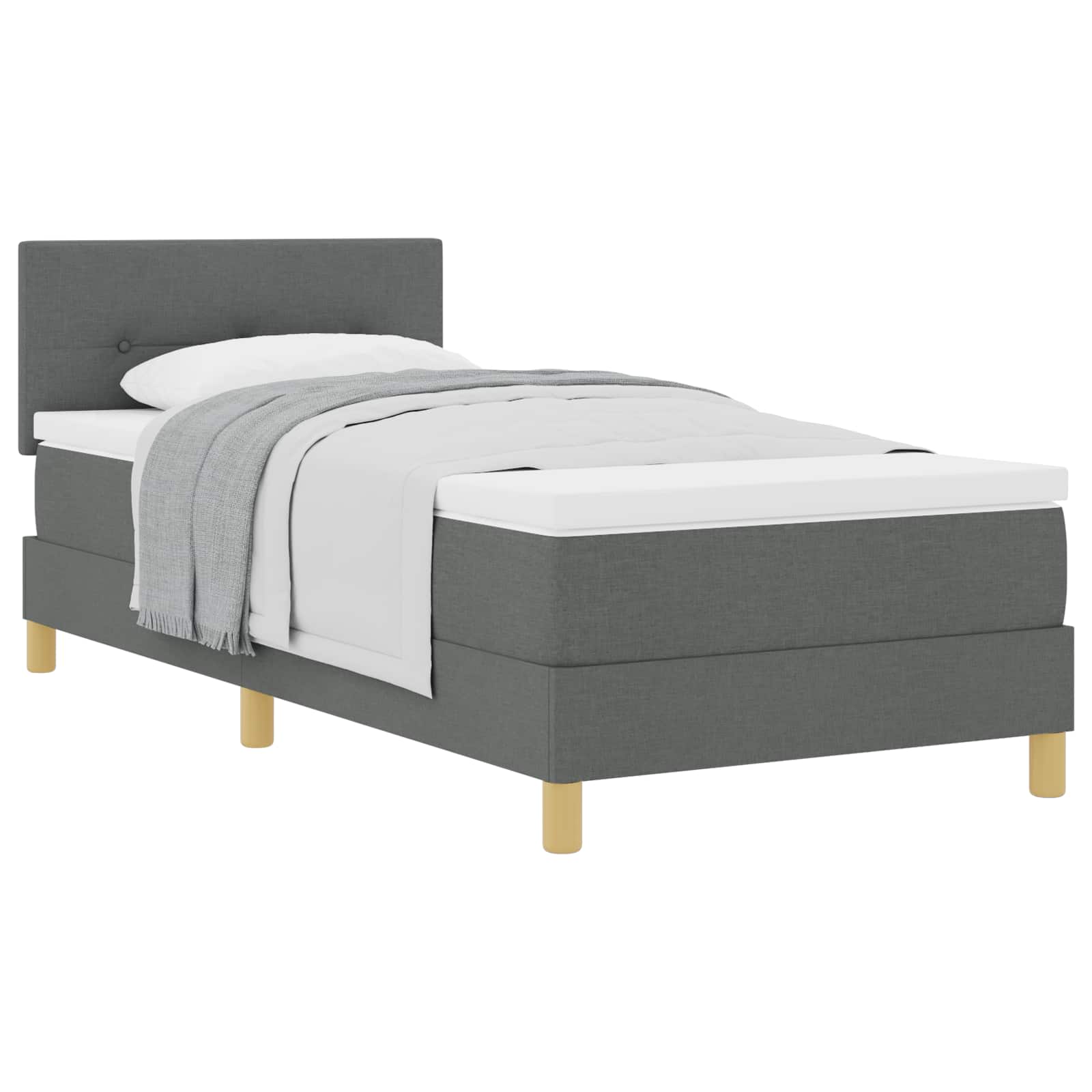 Thumbnail - vidaXL Boxspringbett mit Matratze Dunkelgrau 90 x 200 cm Stoff