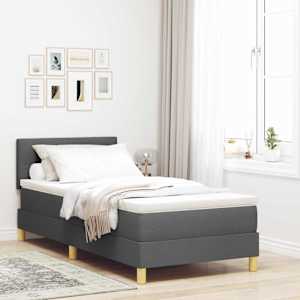 Postel s boxspringem s polštářem Tmavě šedá 100 x 200 cm textil - obrázek 1