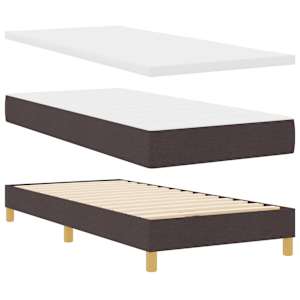 Postel s boxspringem s čelo Tmavě hnědá 100 x 200 cm textil - obrázek 5