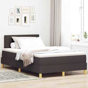Postel s boxspringem s čelo Tmavě hnědá 120 x 190 cm textil - obrázek 1