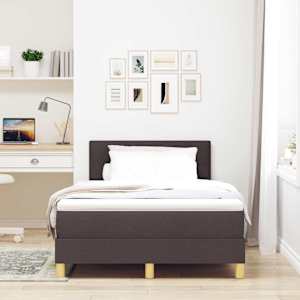Postel s boxspringem s čelo Tmavě hnědá 120 x 190 cm textil - obrázek 3