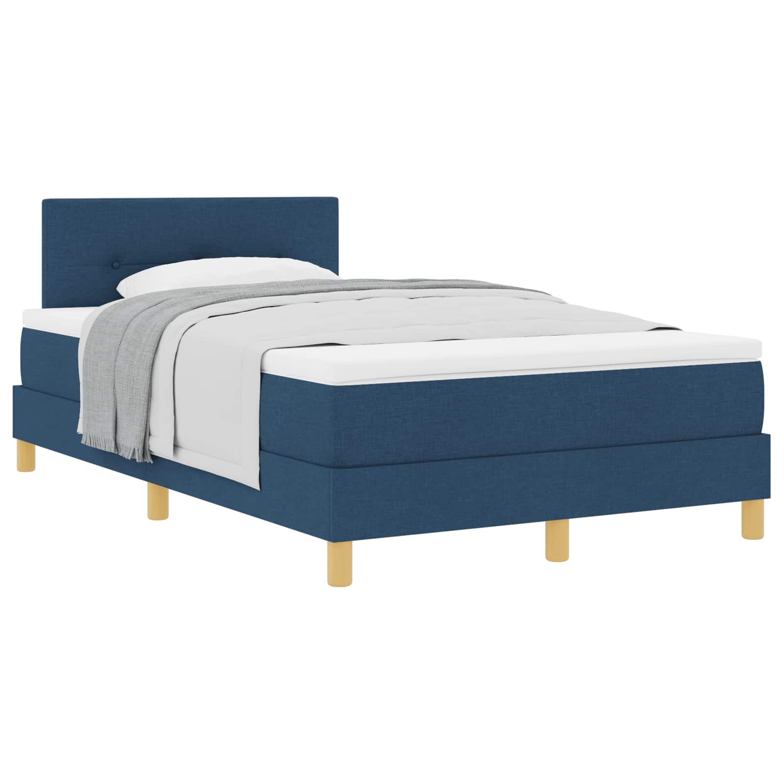 Thumbnail - vidaXL Boxspringbett mit Matratze mit Kopfteil Blau 120 x 200 cm Stoff