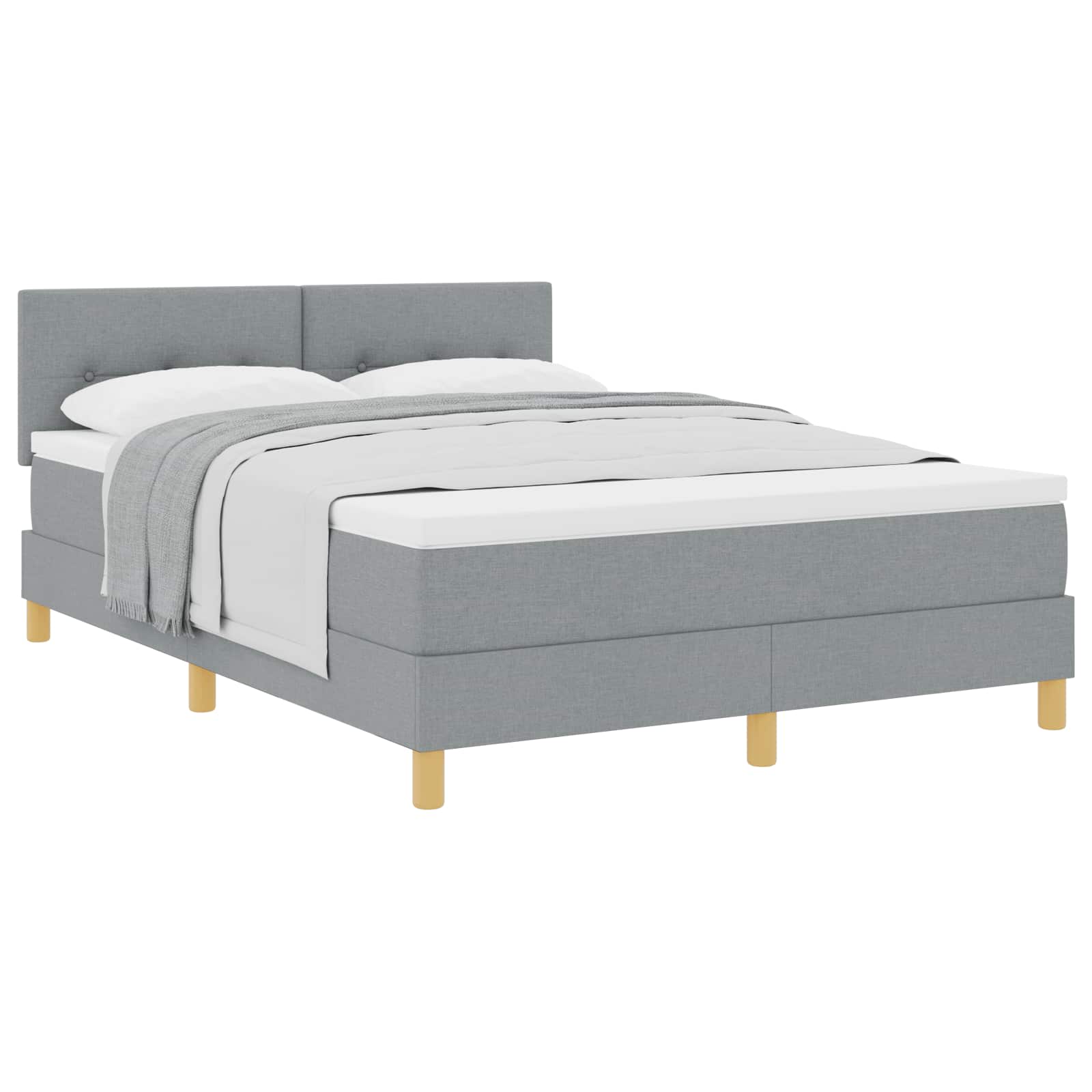 Thumbnail - vidaXL Boxspringbett mit Kissen Hellgrau 140 x 190 cm Stoff