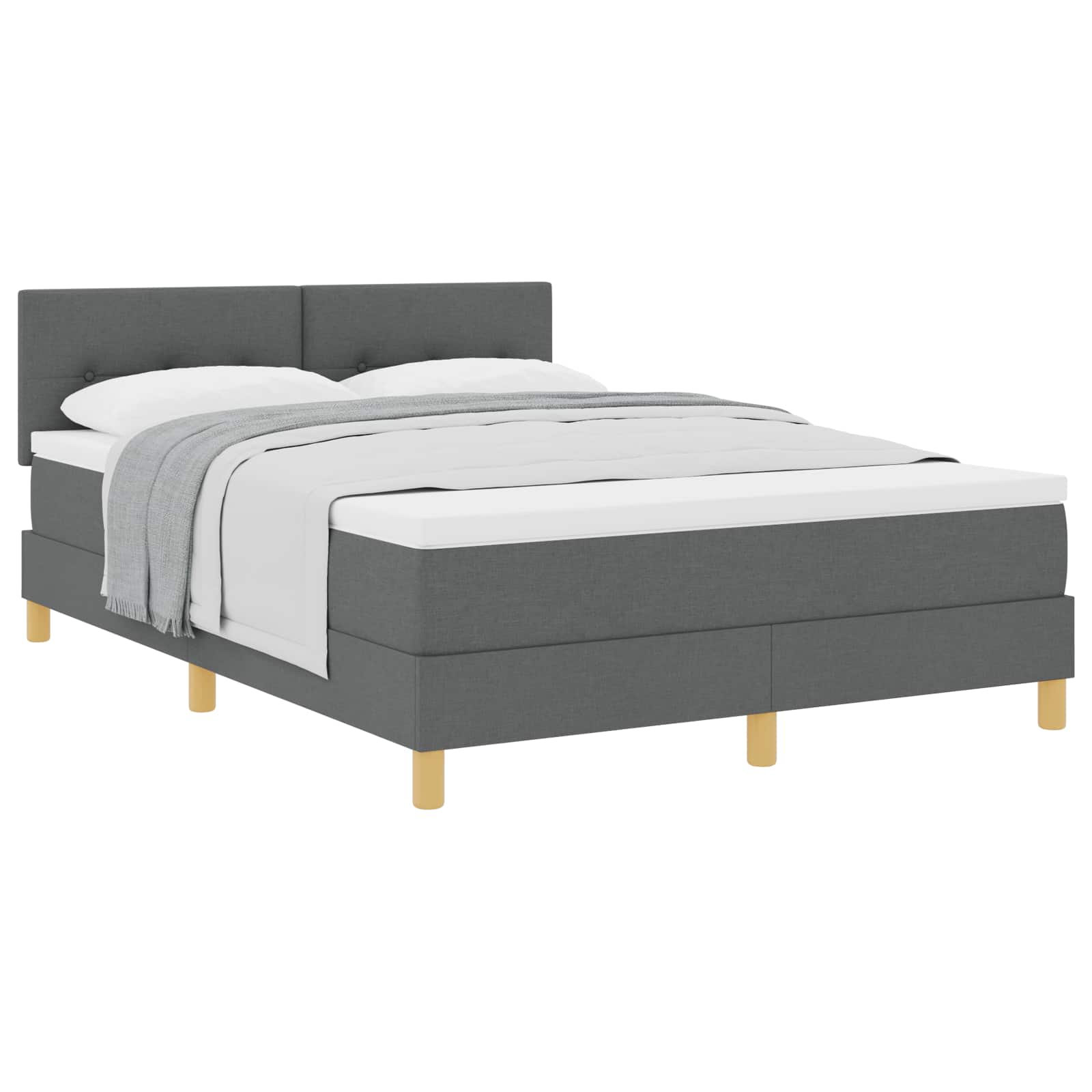 Thumbnail - vidaXL Boxspringbett mit Kissen Dunkelgrau 140 x 190 cm Stoff