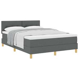 Postel s boxspringem s polštářem Tmavě šedá 140 x 190 cm textil - obrázek 2