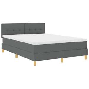Postel s boxspringem s polštářem Tmavě šedá 140 x 190 cm textil - obrázek 4