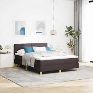 Postel s boxspringem s čelo Tmavě hnědá 140 x 190 cm textil - obrázek 1