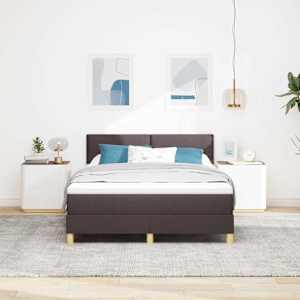 Postel s boxspringem s čelo Tmavě hnědá 140 x 190 cm textil - obrázek 3