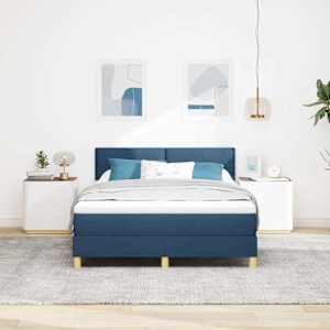 Postel s boxspringem s matrací s čelo Modrá 140 x 190 cm textil - obrázek 3