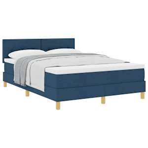 Postel s boxspringem s matrací s čelo Modrá 140 x 190 cm textil - obrázek 2