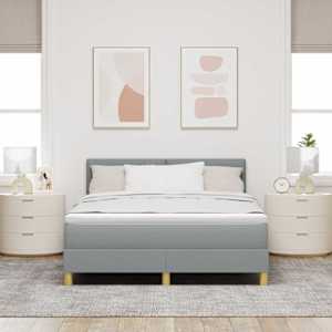 Postel s boxspringem s čelo Světle šedá 160 x 200 cm textil - obrázek 3